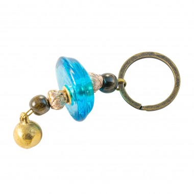 Porte-clés boule turquoise