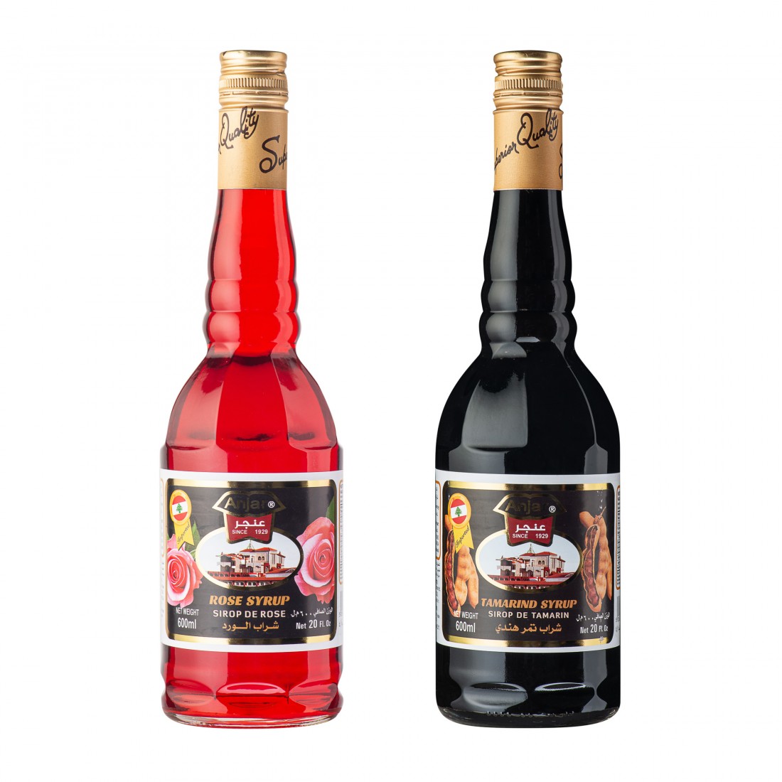 Lot Sirop de Rose & Sirop de Tamarin (2 bouteilles) ANJAR - Liban & Us