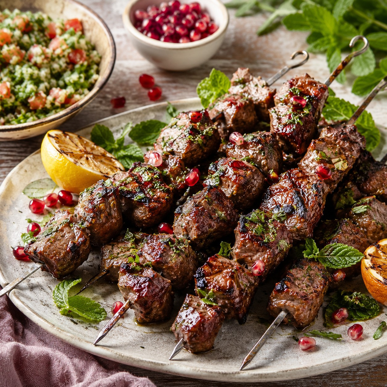 Brochettes d'agneau à la mélasse de grenade