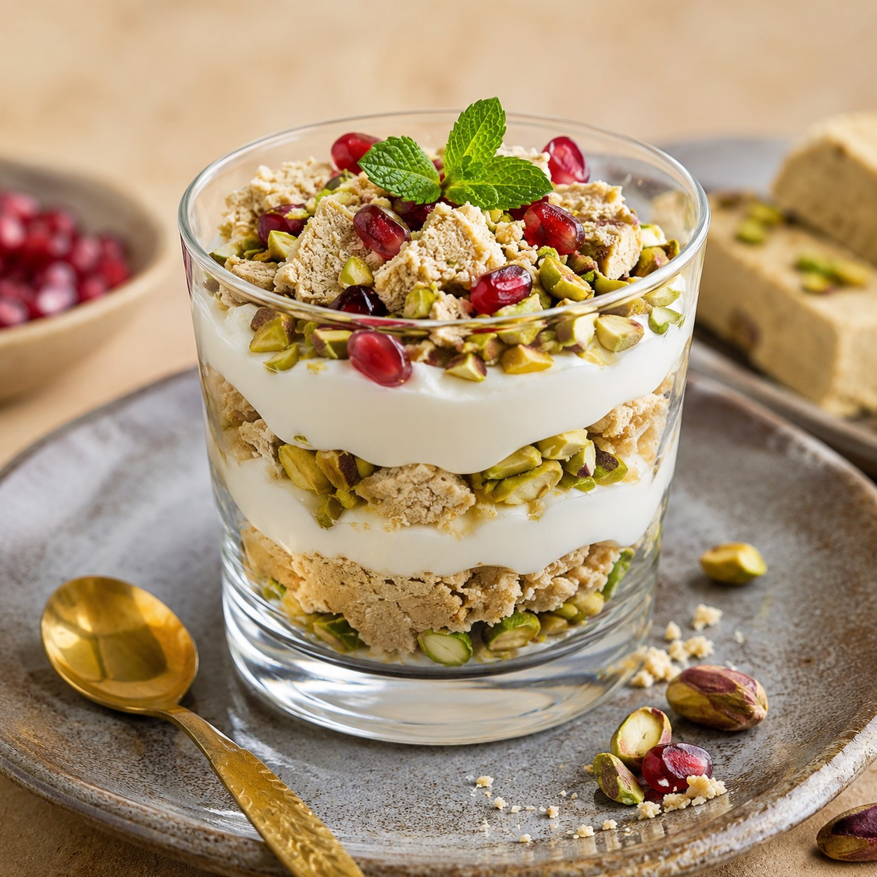 Verrines de Halva, yaourt grec et Miel